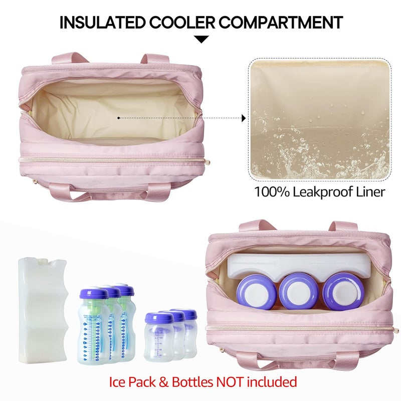 Fasrom Breast Pump Bag with Cooler, Portable Pump Carrying Case for Working Moms, Pink (Bag Only, Patent Design) - Image 3